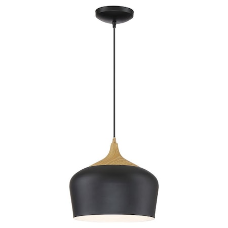 Access Lighting Blend, LED Pendant, Black with Wood Grain Finish 52057LEDDLP-BL/WGN